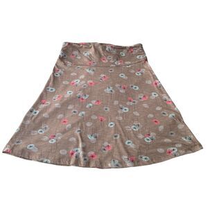 Horny Toad Womens Floral Brown A Line Elastic Waist Skirt M Granola Girl Boho
